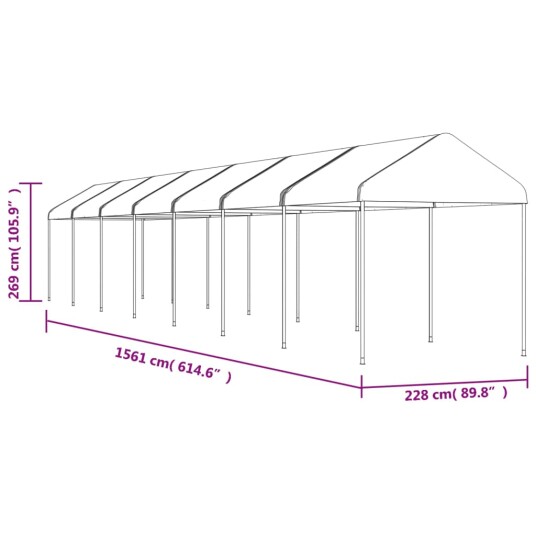vidaXL Paviljong med tak hvit 15,61x2,28x2,69 m polyetylen vidaXL Paviljong med tak hvit 15,61x2,28x2,69 m polyetylen