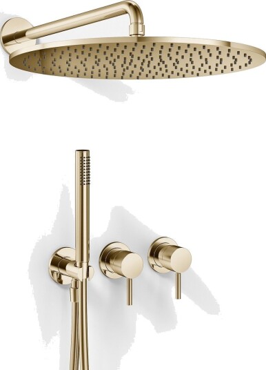 Semplice SBR801 S13 - Dusjsett Rain DeLuxe Ø40 cm, Vegg, Polert messing Naturfarget Semplice SBR801 S13 - Dusjsett Rain DeLuxe Ø40 cm, Vegg, Polert messing Naturfarget