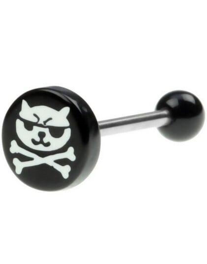 Body Art Ninja Cat Black Tungepiercing