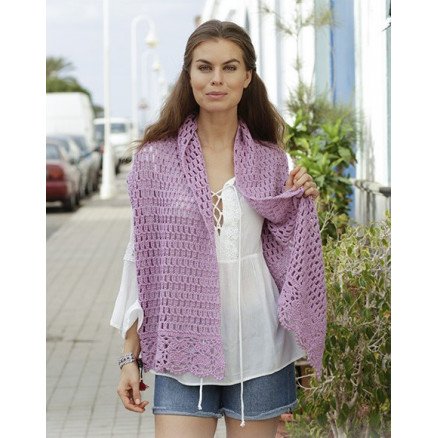 Drops Garnstudio French Lavenderav DROPS Design Stola Hekleoppskrift 157x36 cm 