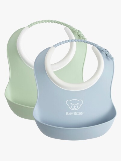BabyBjörn 2-Pack Smekker i Lysegrønn og Lyseblå med TPE-materiale