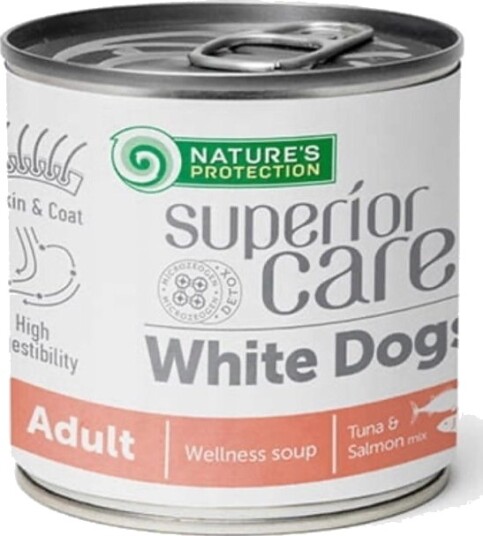 Nature'S Protection White Dogs Wellness Soup Til Hund Laks Og Tunfisk 6 X 140 ml
