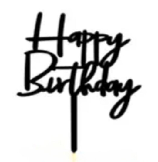 Kaketopp Svart Happy Birthday 
