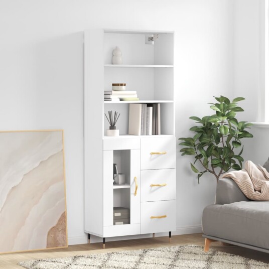 vidaXL Highboard hvit 69,5x34x180 cm konstruert tre 8720845928520 vidaXL Highboard hvit 69,5x34x180 cm konstruert tre 8720845928520
