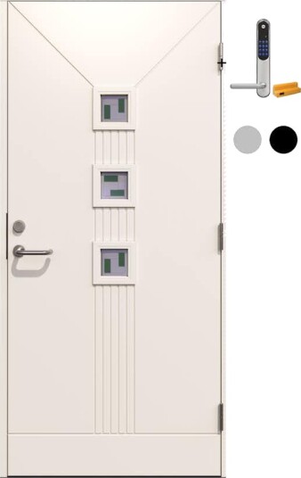 Ytterdør Gilje Linda 3 Glass med Yale Doorman Classic Home