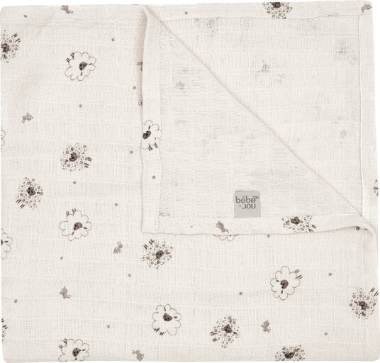 Bebe Jou Muslin Håndkle 110x110 cm Tiny Sheep 1 stk. Bebe Jou Muslin Håndkle 110x110 cm Tiny Sheep 1 stk.