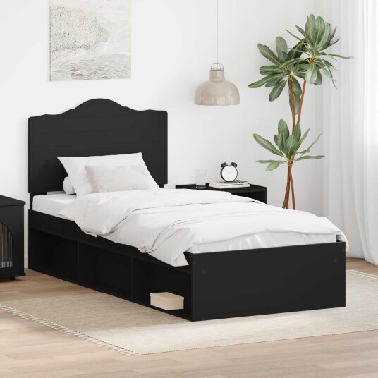  Sengestamme med hodegjerde Svart 100 x 200 cm Massiv furu