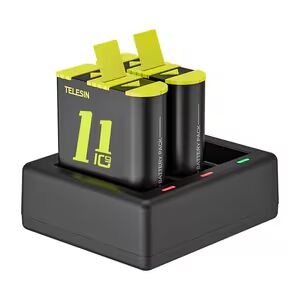 Telesin tre-kanals lader + 2 batterier for GoPro Hero 9 / 10 / 11 / 12 GP-BTR-903-B