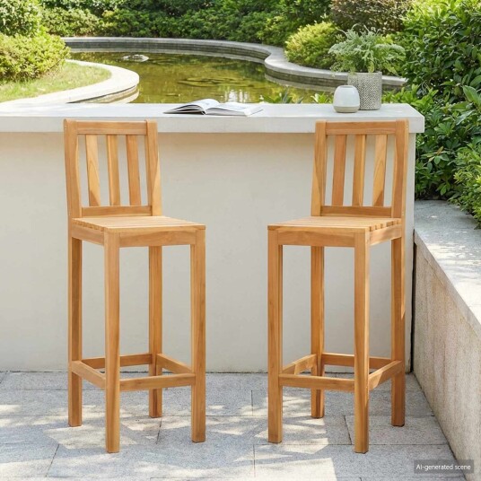  Barstol 2 pcs Brun Massivt Teaktre