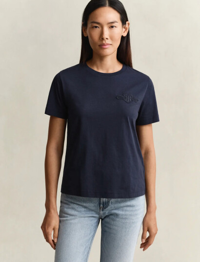 Gant Reg Tonal Shield Ss T Shirt Navy S
