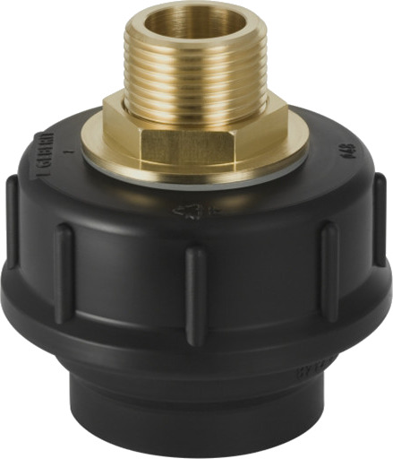 50 mm x 1/2" Skrukobling med nippel svart PEH Geberit