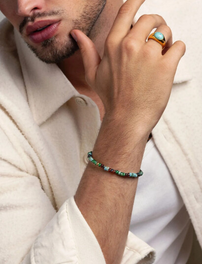 Nialaya Wristband With Green Miyuki Beads Multi/patterned M
