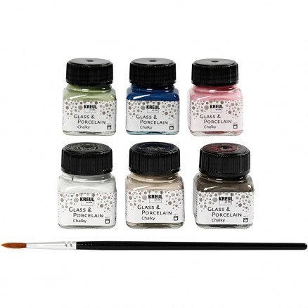 Diverse Glass- og porselensmaling Ass farger krittaktig 6x20ml