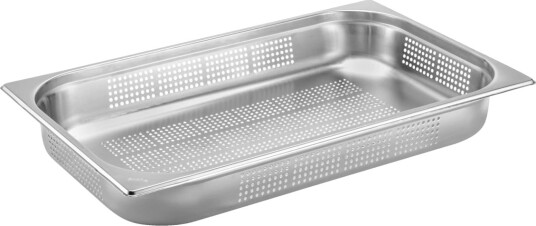 PULSIVA Kantine GN 1/1 Basic perforert; Størrelse GN 1/1 9 l 53x32.5x6.5 cm LxBxD; Sølvfarge