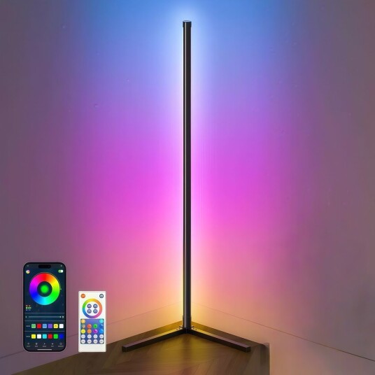 120cm RGBIC hjørnelampe Sort Wifi app styring og fjernkontroll