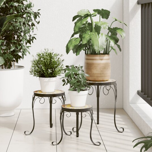 Plantebord 3 stk terrakotta og hvit keramikk Plantebord 3 stk terrakotta og hvit keramikk