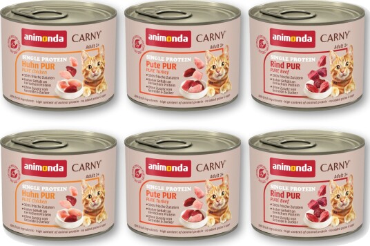 Animonda Carny Våtfôr Adult Prøvepakke Carny Single Protein Blanding 6 X 200 G
