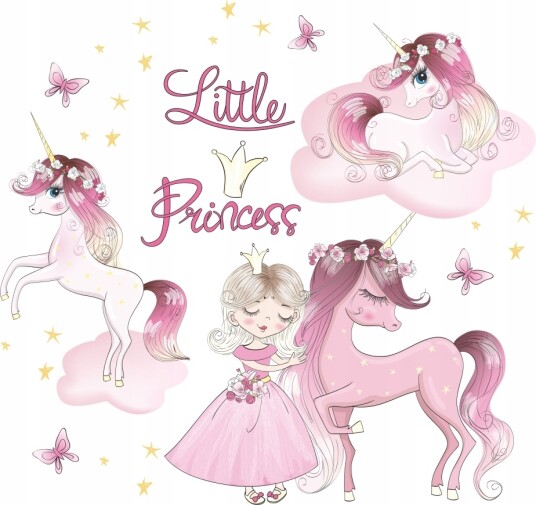 Veggklistremerke Little Princess / Enhjørning