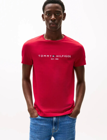 Tommy Hilfiger Tommy Logo Tee - Red - XL