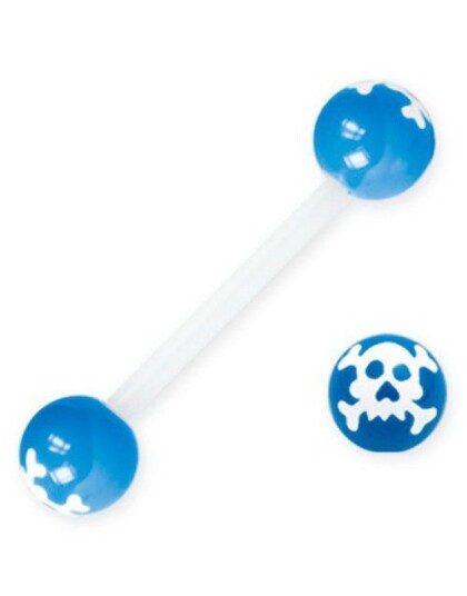 Crazy Skull Blue Tungepiercing Crazy Skull Blue Tungepiercing