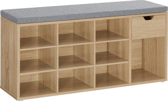 Skoskap med sete 10 hyller Sonoma finish