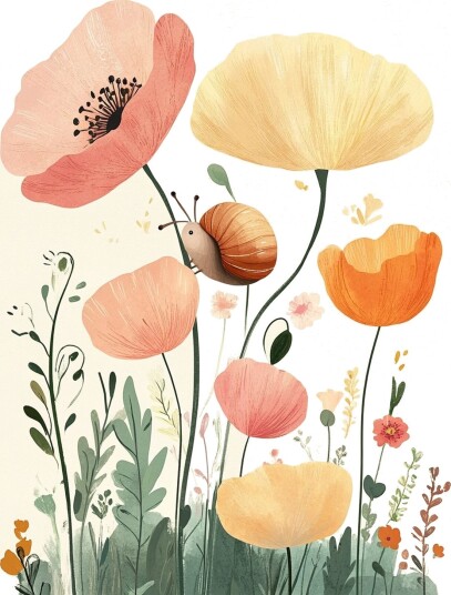 Plakat   Blomstersnegle Motiv