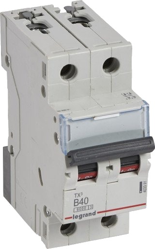 Legrand 5 stk TX³ MCB automatsikring B40 2P 2M 6/6kA