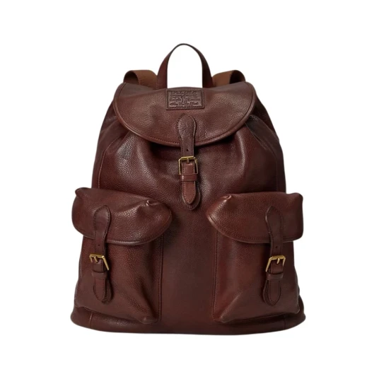 Polo Ralph Lauren Washed Heritage Leather Backpack British Tan