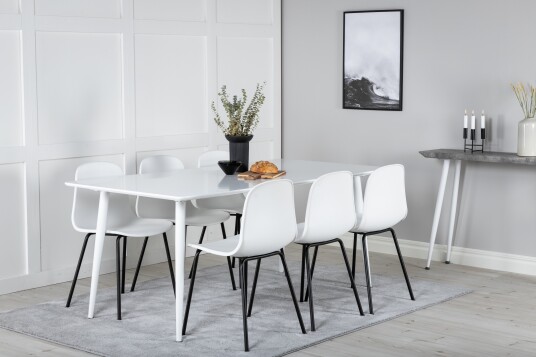 Venture Home Spisegruppe Yegua 180 cm inkl. 6 Labbetorp Stoler Hvit/Svart