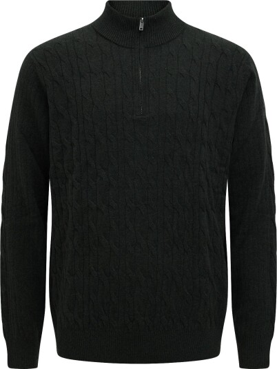 Hackett London Lambswool Cable Hzip - HUNTER GREEN - M