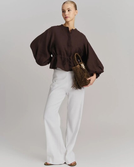 ella&il Camille Linen Shirt Brown XL ella&il Camille Linen Shirt Brown XL
