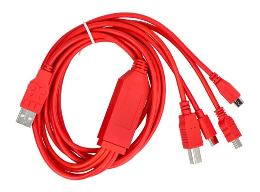 Multifunksjonell 4 i 1 kabel med USB A   USB B miniUSB microUSB og USB C kontakt   180 cm