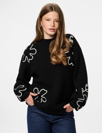 Pieces Pcrosa Ls High Neck Knit Bc   Black   S