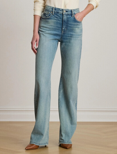 Lauren Ralph Lauren High-Rise Wide-Leg Jean - Blue - 46