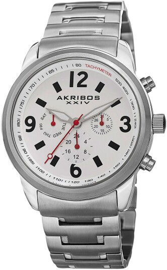 Akribos XXIV Herreklokke AK783SSW Multi Function Hvit/Stål Ø45 mm