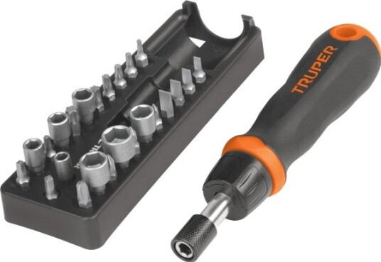 Skrutrekker Med Tilbehør: 17 Bits Og 7 Hoder Truper® Skrutrekker Med Tilbehør: 17 Bits Og 7 Hoder Truper®