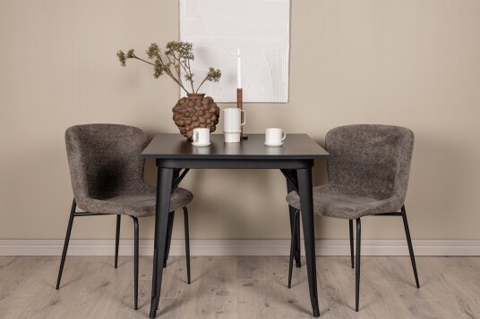 Venture Home Spisegruppe Tudera 80 cm Rektangulær med 2 Habesh Stoler Svart