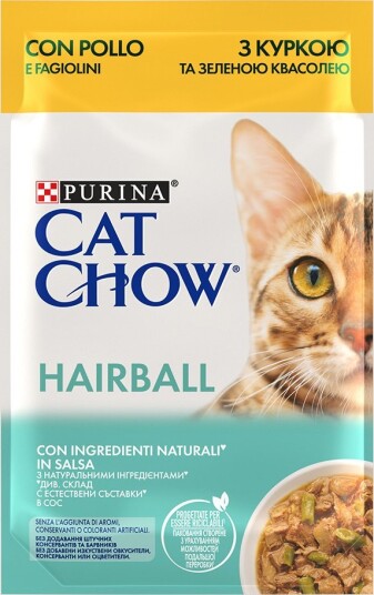 Cat Chow Våtfôr Hårball & Grønne Bønner Kylling 26 X 85 G