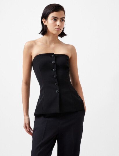 French Connection Harrie Suiting Strapless Top - Black - 42 French Connection Harrie Suiting Strapless Top - Black - 42