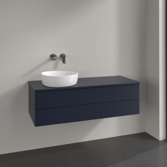Villeroy & Boch  Antao Servantskap med 2 skuffer 120x50x36 cm m/lys Blå Matt