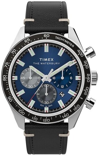 Timex Herreklokke TW2Y18600 The Waterbury Blå/Lær Ø41 mm