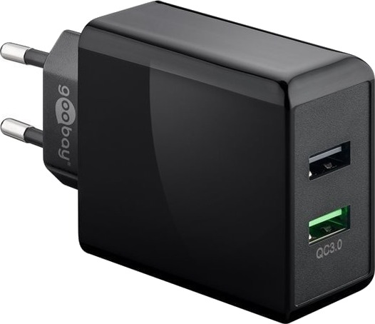 Goobay 28W USB-Lader med QC3.0 for Mobil enheter - Svart Goobay 28W USB-Lader med QC3.0 for Mobil enheter - Svart