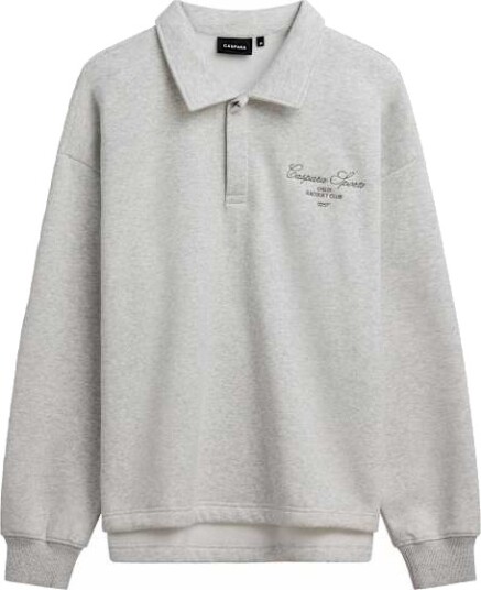 Caspara Racquet Club Rugby Shirt Herre Grey Melange W Racer Green S