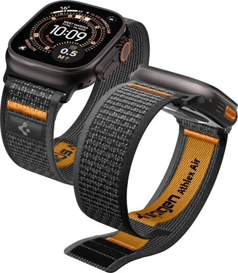 Spigen Athlex Air 2 Active Band for Apple Watch 49/46/45/44mm Sort/Oransje Spigen Athlex Air 2 Active Band for Apple Watch 49/46/45/44mm Sort/Oransje
