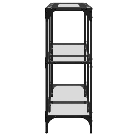 Konsollbord med gjennomsiktig glassplate 98x30x81 cm stål 846028