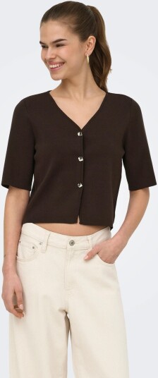JDY Jdyastra 3/4 V Neck Button Cardigan Knt Brown M