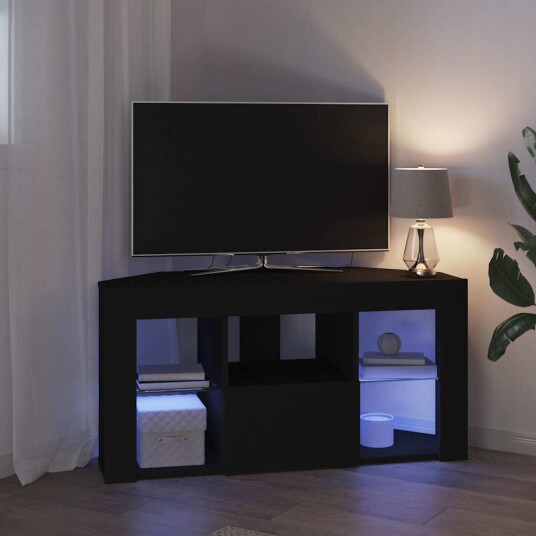 Hjørne LED TV skap Svart 101 x 40 x 50 cm Konstruert tre