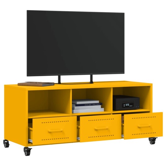 TV-benk sennepsgul 100,5x39x43,5 cm stål 846695 TV-benk sennepsgul 100,5x39x43,5 cm stål 846695