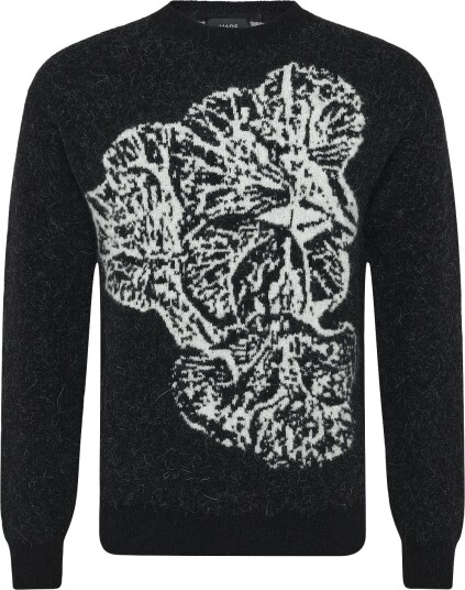 Mads Nørgaard Alpaca Wool Vilhelm Flower Knit - BLACK - M