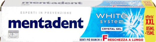 Whitening Tannkrem MENTADENT White System Crystal Gel (100 ml.)